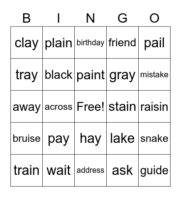 Module 4 Week 2 Spelling Bingo Card