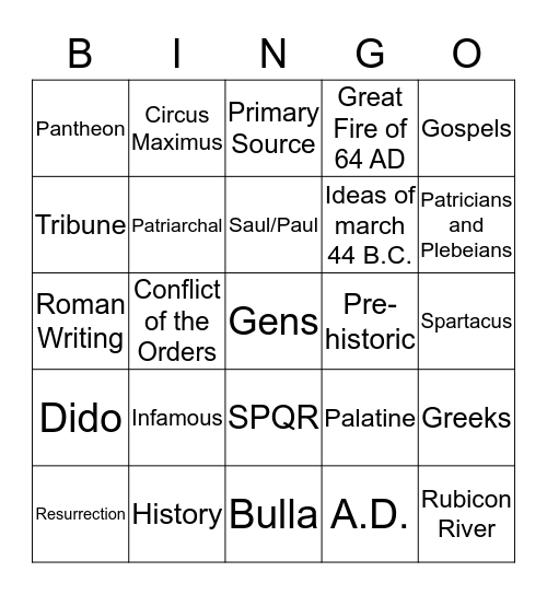 Rome study guide  Bingo Card