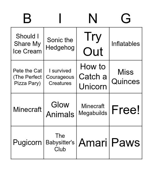 Elementary Bingo Card