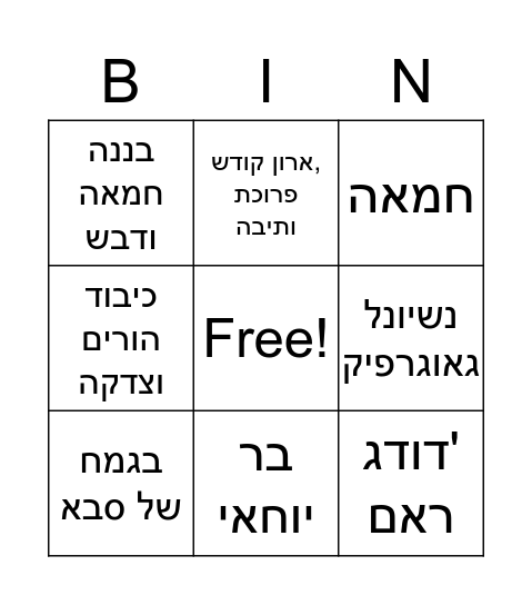 יומולדת לסבא בני Bingo Card