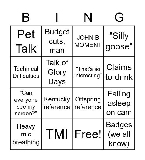 IDT Training Week Bingo Card