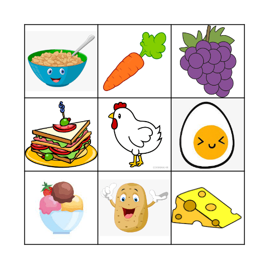 Essen Vokabeln Bingo Card