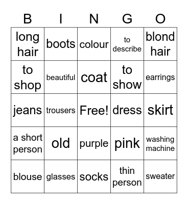 Bingo Engels groep 6 Unit 1 Bingo Card