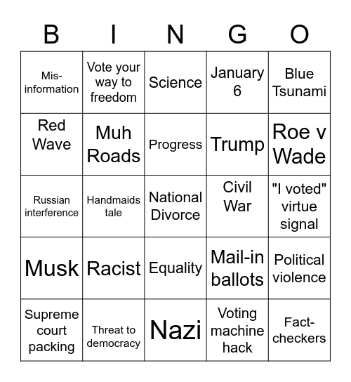 Muh Democracy Bingo Card