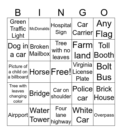 Delaware Bingo  C  Bingo Card