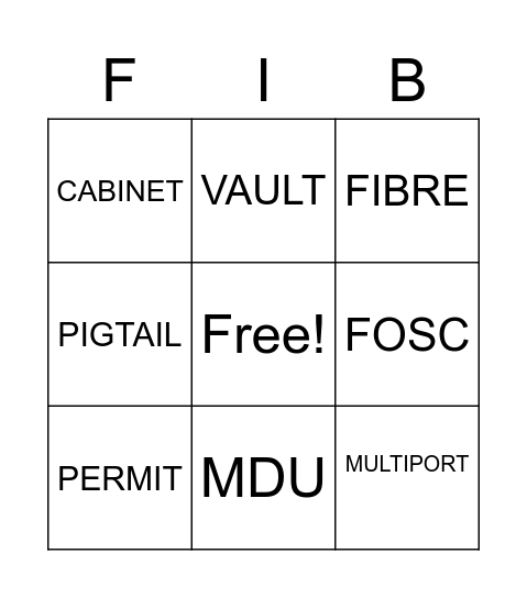 Fibre Bingo Card