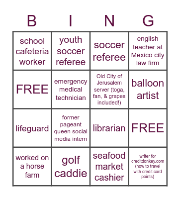 ESH Job Bingo! Bingo Card