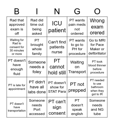 IR BINGO Card