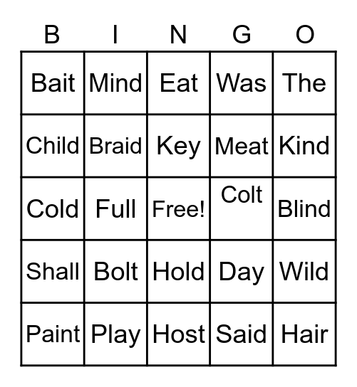 Fundations Unit 3 Bingo Card