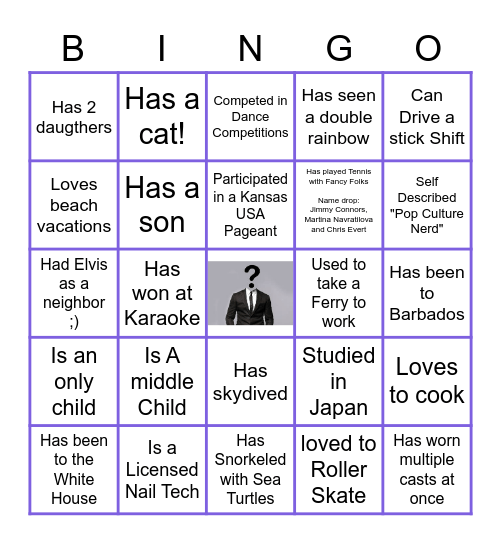 This is an Office Party Bingo Card