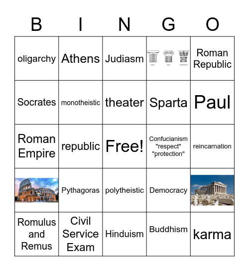 Ancient Rome and Greece Bingo Card