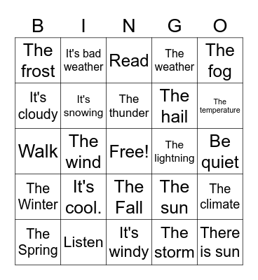 El Tiempo-English Bingo Card