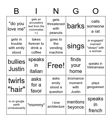 Dom Bingo Card