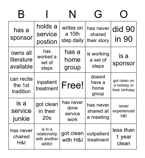 Ice Breaker Bingo Card