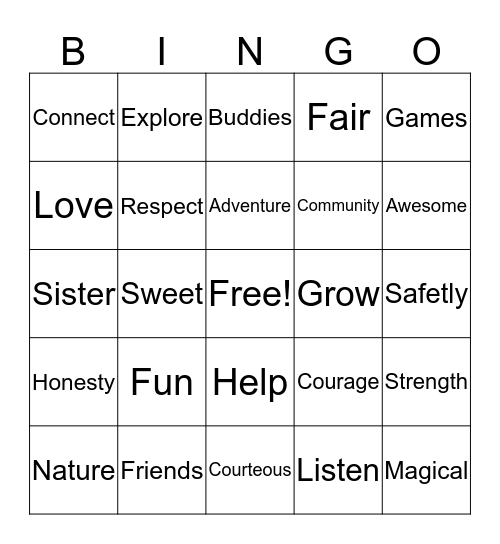 Troop 4110 BINGO Card