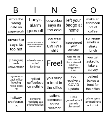 A day at Comstock Park BINGO Card
