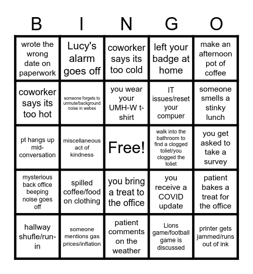 A day at Comstock Park BINGO Card