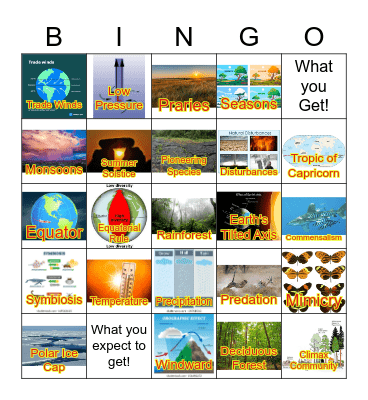 Climate, Biomes, & Community Ecology Bingo Card