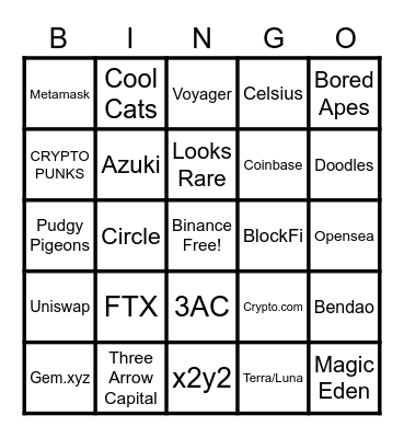 CRYPTO/NFT BUY OUT BINGO Card
