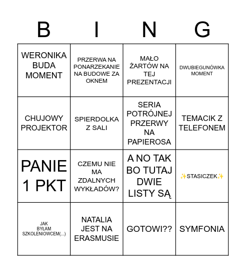 IZA MOMENT Bingo Card