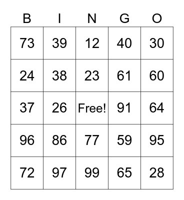 ASL Numbers BINGO! Bingo Card