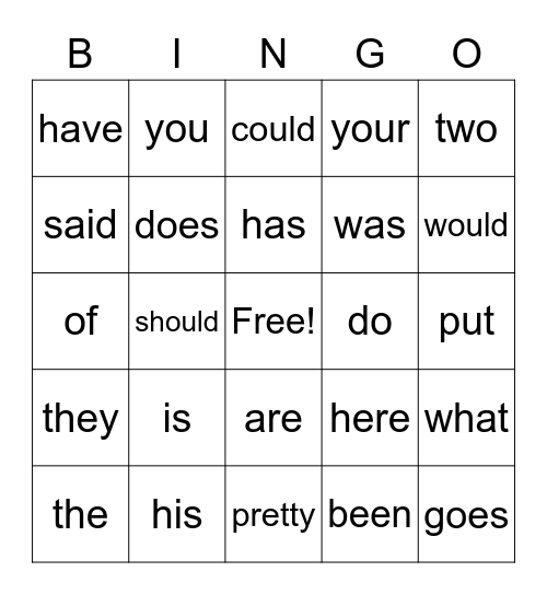 Jail Bird Bingo Card