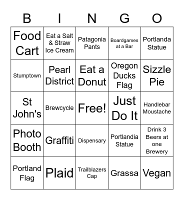 Portland 3 Bingo Card