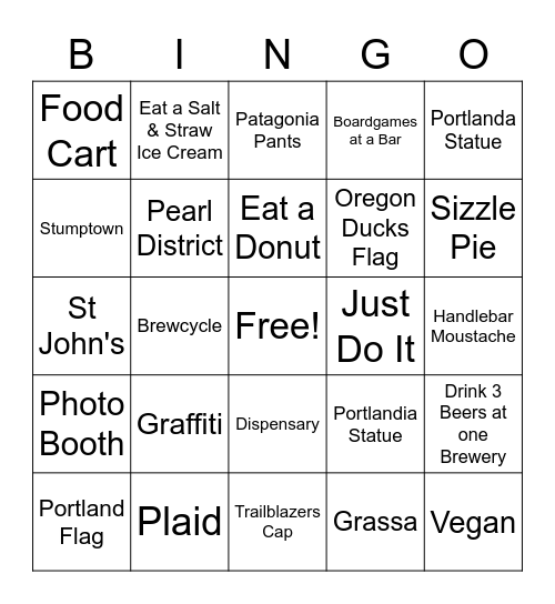 Portland 3 Bingo Card