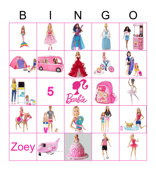 BARBIE BINGO for Paige's 5th Birthday! Bingo Card