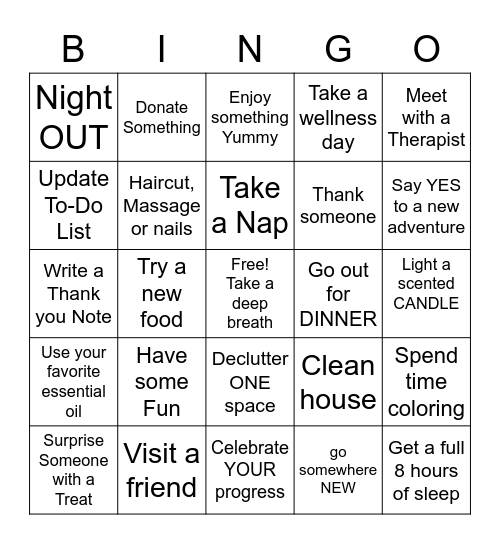 Wellness Bingo Card