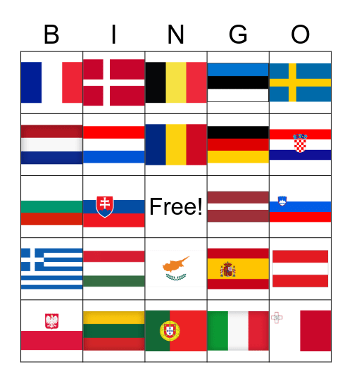 EU Flags Bingo Card