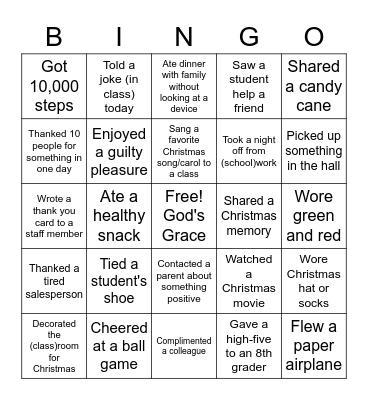 CHRISTMAS BINGO Card