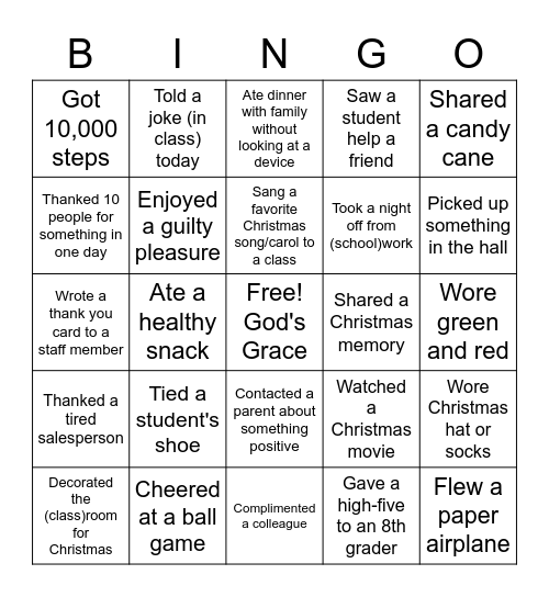 CHRISTMAS BINGO Card