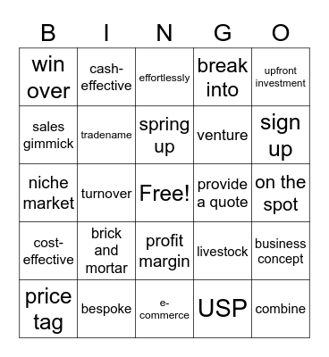 Business vocabulary Bingo Card