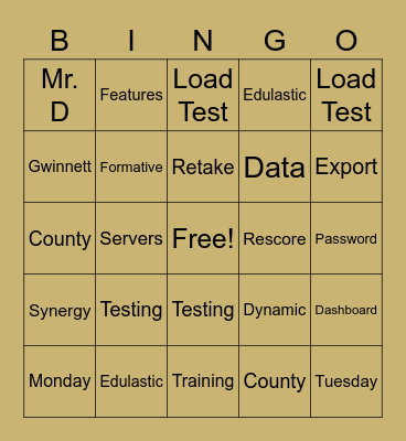 Edulastic Training Bingo Card