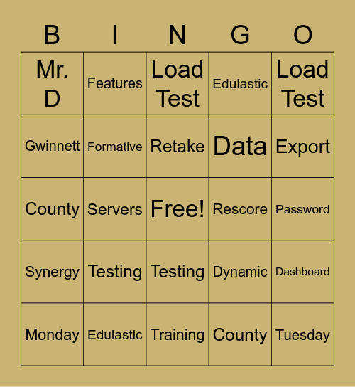 Edulastic Training Bingo Card