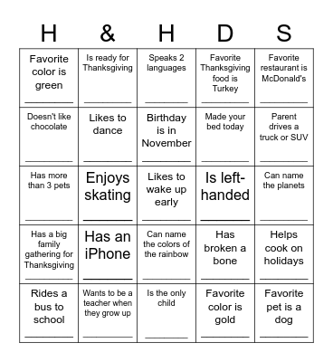 Let's Get To Know Each Other! Bingo Card