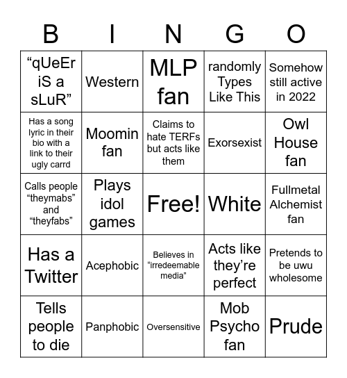 Tumblr exclus bingo Card