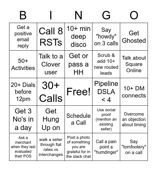 R&D Bingo Card