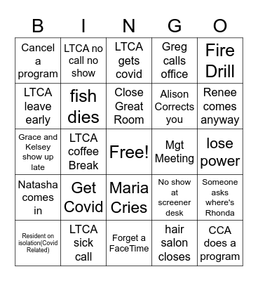 Rec Bingo Card