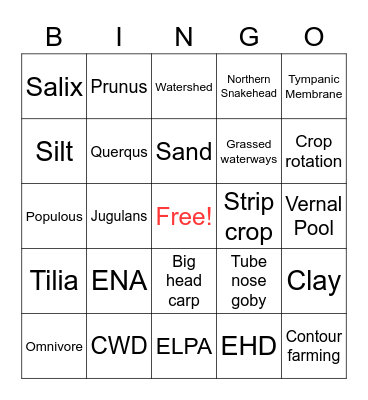 Envirothon Bingo Card