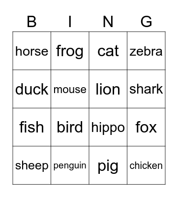 Animal lover Bingo Card