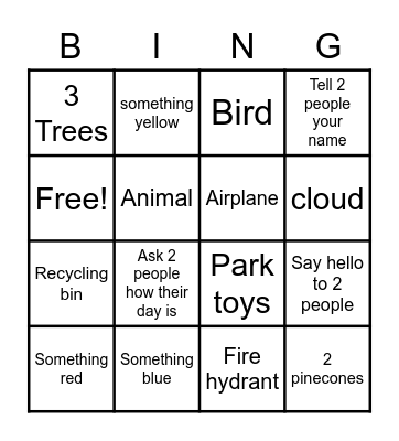 Dans Park BINGO Card