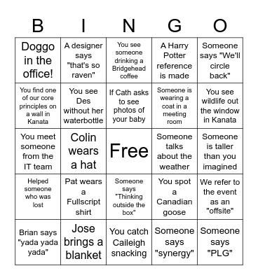 Platform Summit Bingo Card