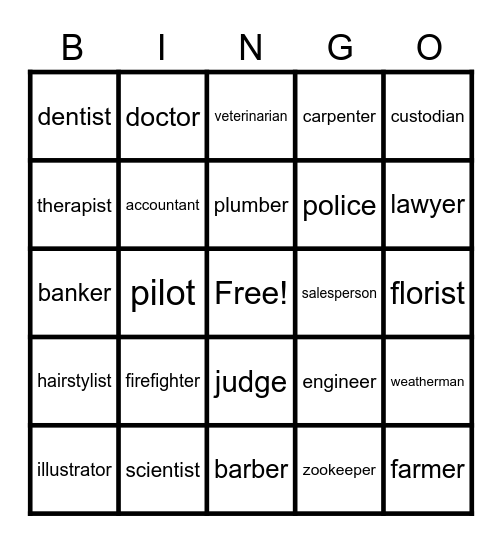 Careers Bingo Card