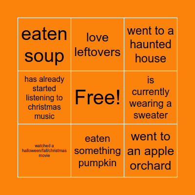 Fall Bingooooooooo Bingo Card