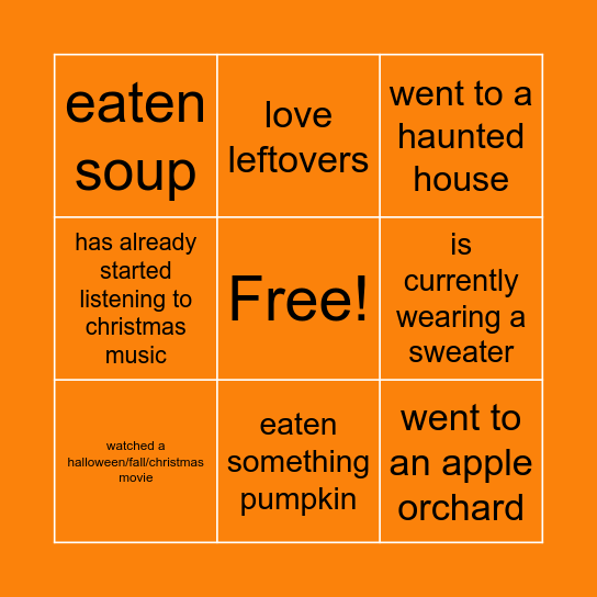 Fall Bingooooooooo Bingo Card