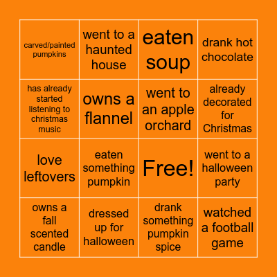 Fall Bingooooooooo Bingo Card