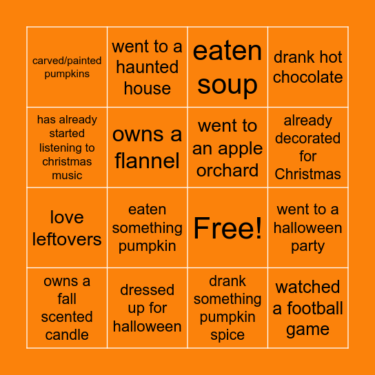 Fall Bingooooooooo Bingo Card