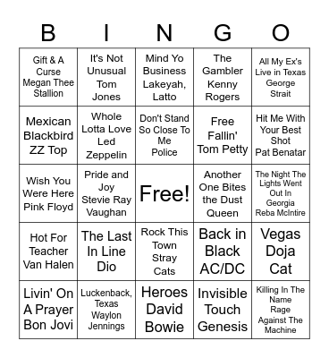 Music Bingo Card